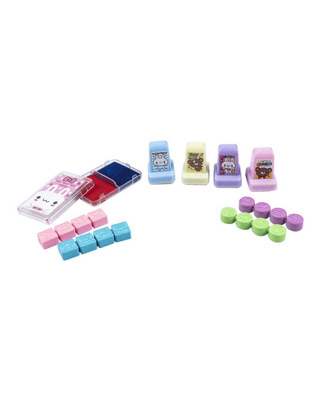 Stamp Craft Set, Stamps & Ink Pad, Multicolour, Plastic - MARKET 99