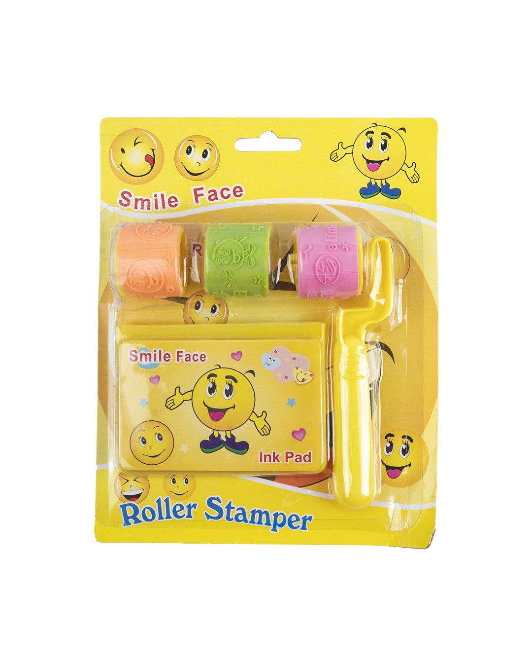 Stamp Roller Set, Stamps & Ink Pad, Yellow, Plastic & TPR - MARKET 99