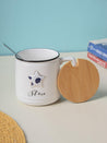 Star Ceramic Coffee Mug With Lid - 350 ml, Stirring Spoon
