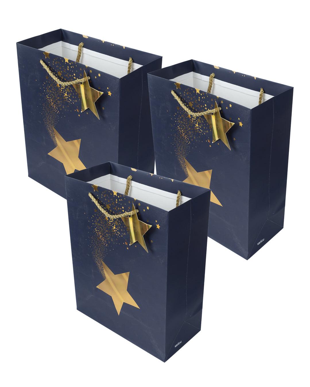 Stardust Gift Bag, Medium, Navy Blue, Paper, Set of 3 - MARKET 99