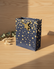 Starry Gift Bag, Medium, Navy Blue, Paper, Set of 3