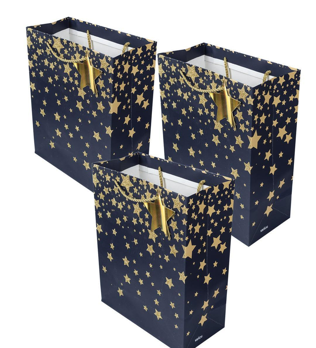 Starry Gift Bag, Small, Navy Blue, Paper, Set of 3 - MARKET 99