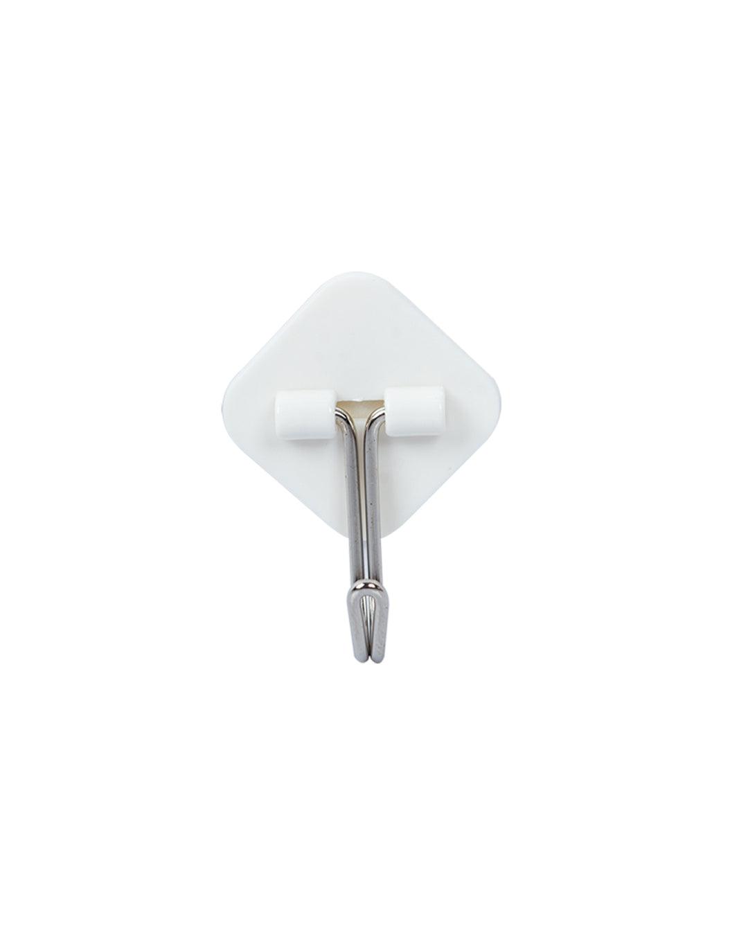 Sticky Hook, Self Adhesive Back, Polygon Shape Design, White, Plastic - MARKET 99