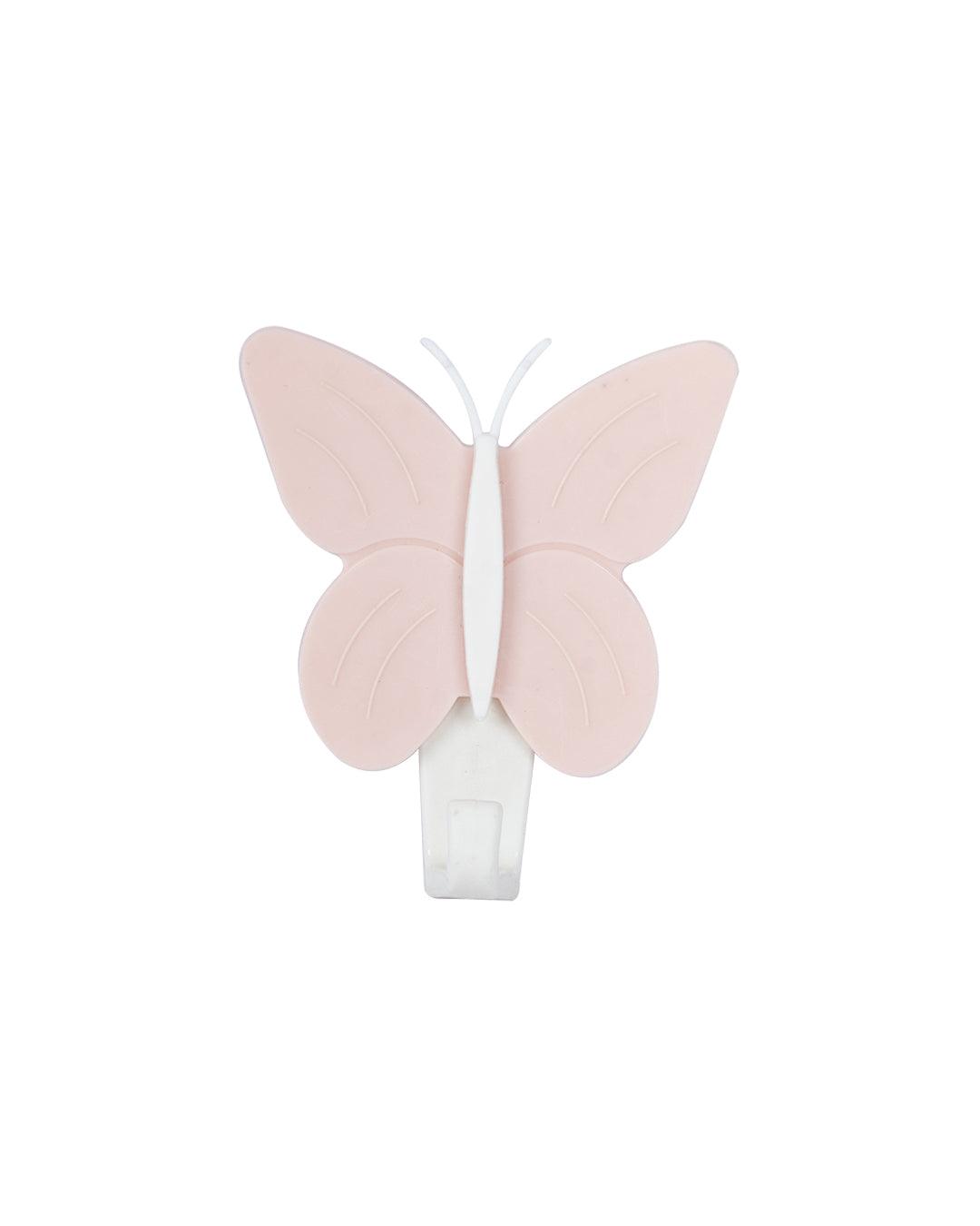 Sticky Hooks, Self Adhesive Back, Butterfly Shaped Design, Pink, Plastic - MARKET 99