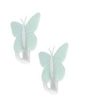 Sticky Hooks, Self Adhesive Back, Butterfly Shaped Design, Turquoise, Plastic - MARKET 99