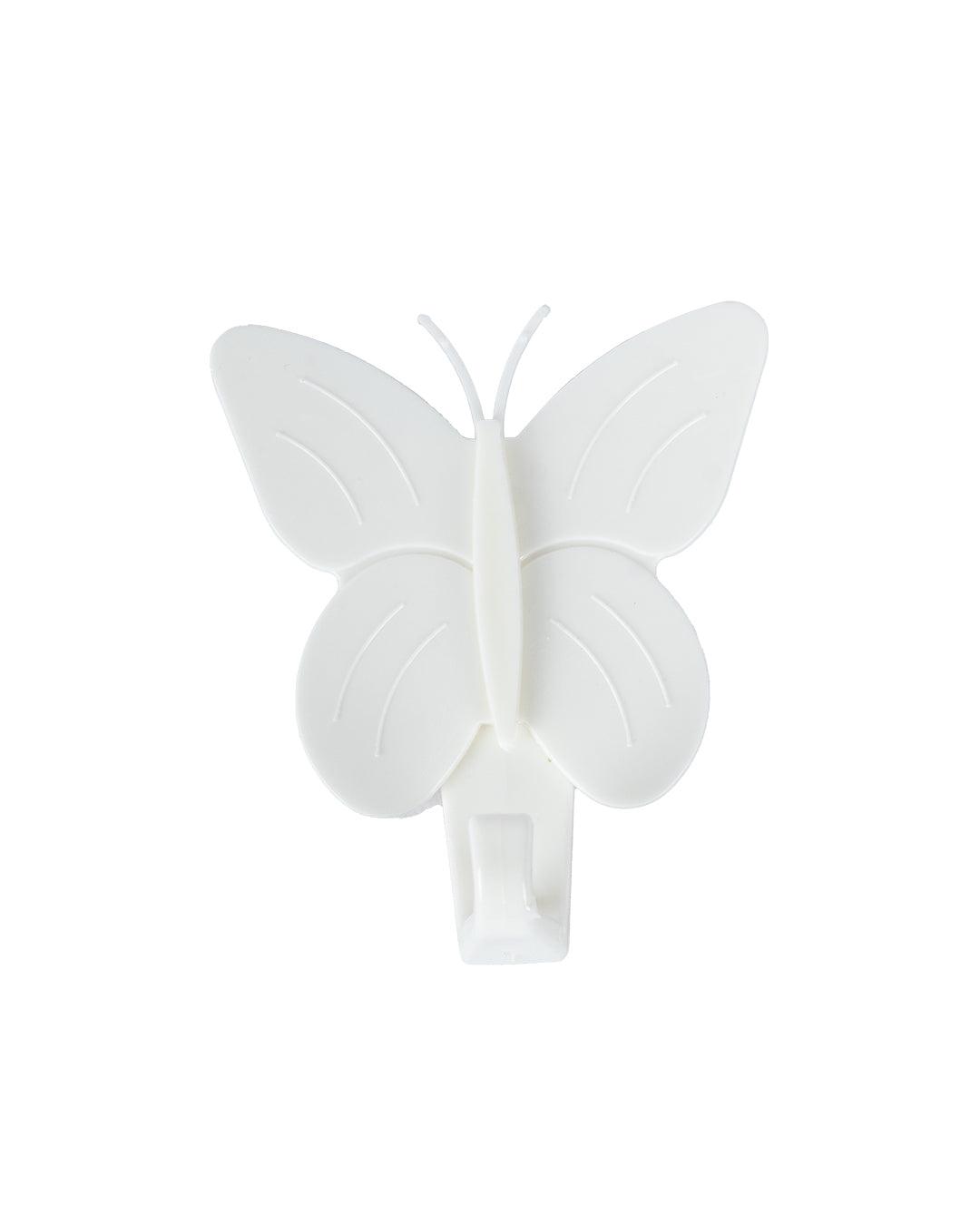 Sticky Hooks, Self Adhesive Back, Butterfly Shaped Design, White, Plastic - MARKET 99