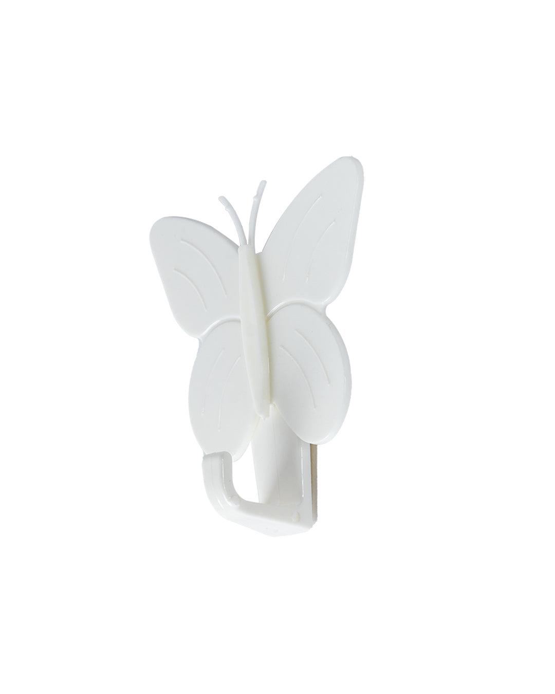 Sticky Hooks, Self Adhesive Back, Butterfly Shaped Design, White, Plastic - MARKET 99