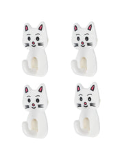 Sticky Hooks, Self Adhesive Back, Cat Shaped Design, White, Plastic - MARKET 99