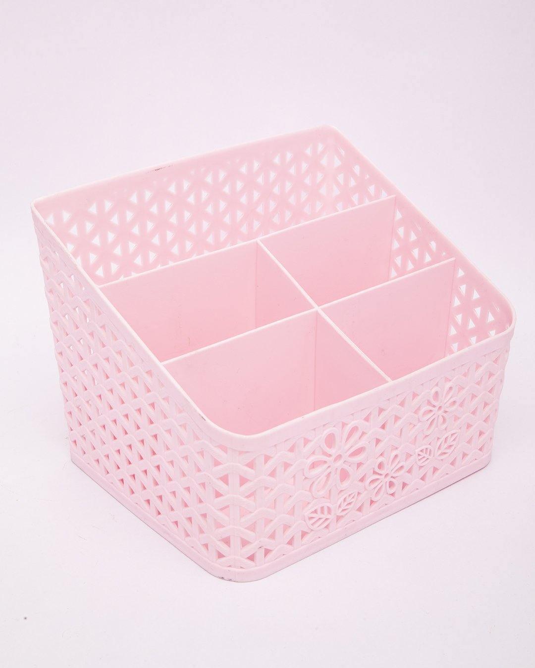 Storage Basket, Organiser, for Home, Pink, Plastic - MARKET 99