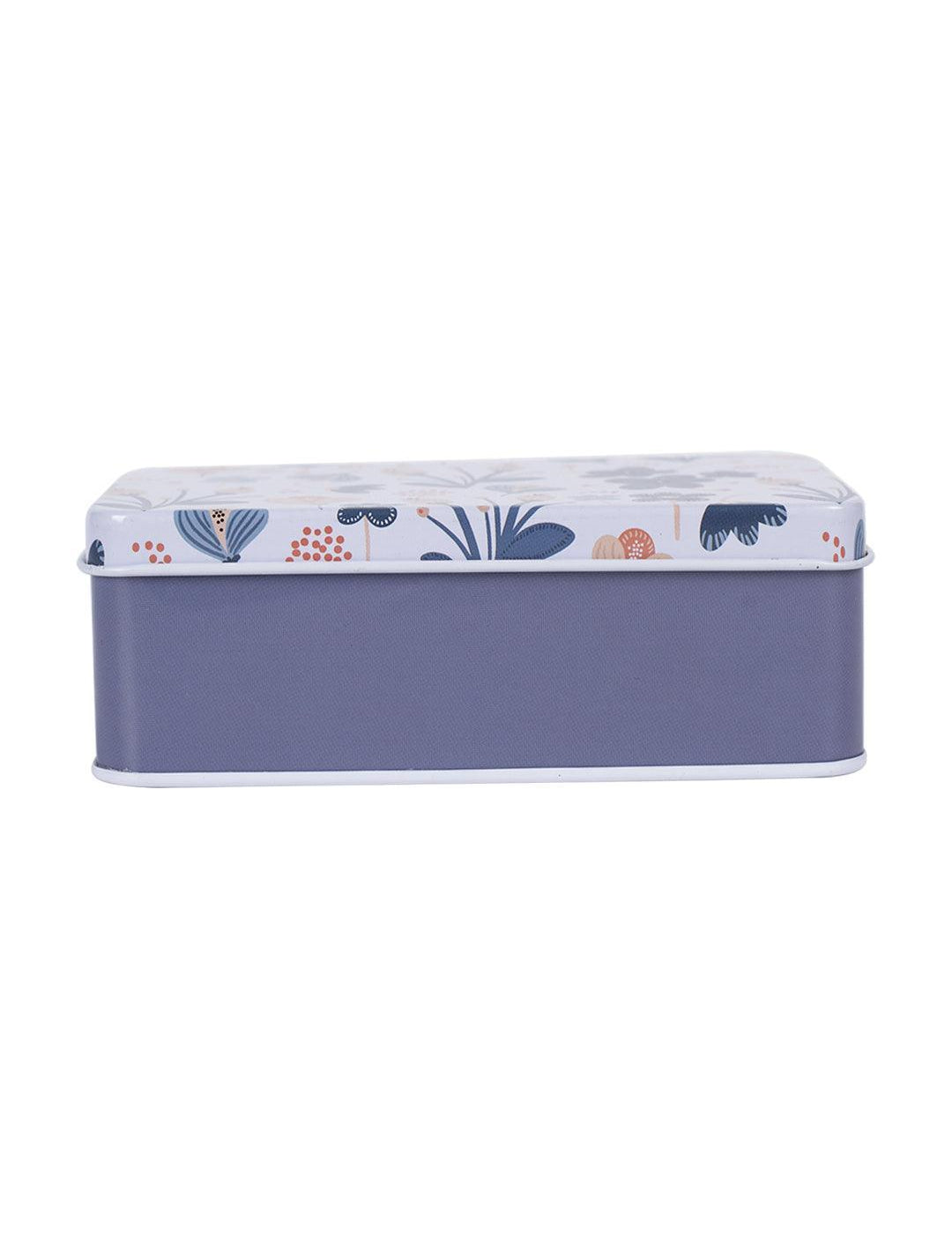 Storage Box, Flower Print, Off-White, Tin - MARKET 99