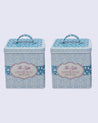 Storage Box, for Home & Kitchen, Abstract Design, Blue, Set of 2 - MARKET 99