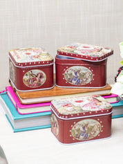 Storage Box, for Home & Kitchen, Secret Valentine, Red, Tin, Set of 3 - MARKET 99