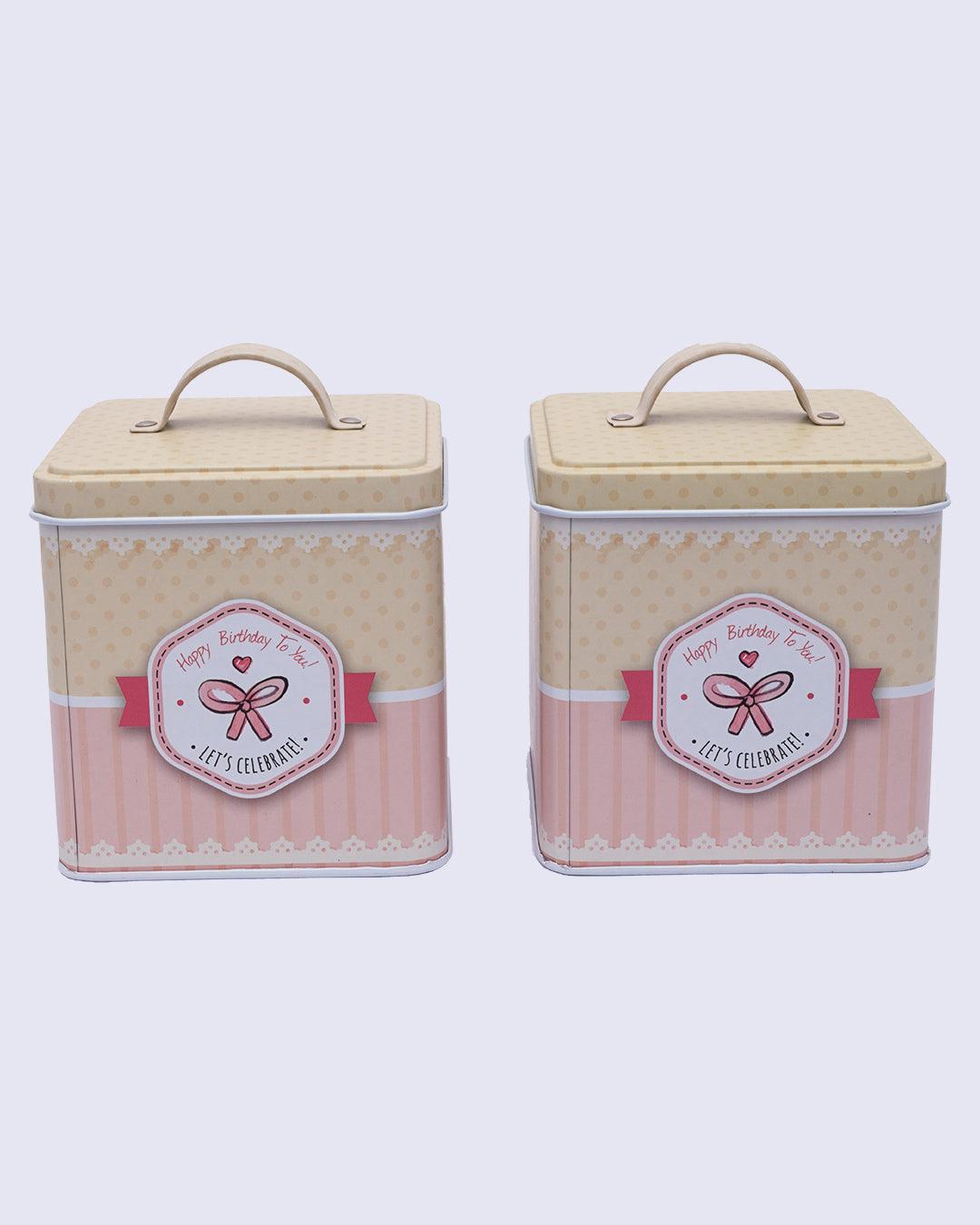 Storage Box, with Bow, for Home & Kitchen, Multicolour, Set of 2 - MARKET 99