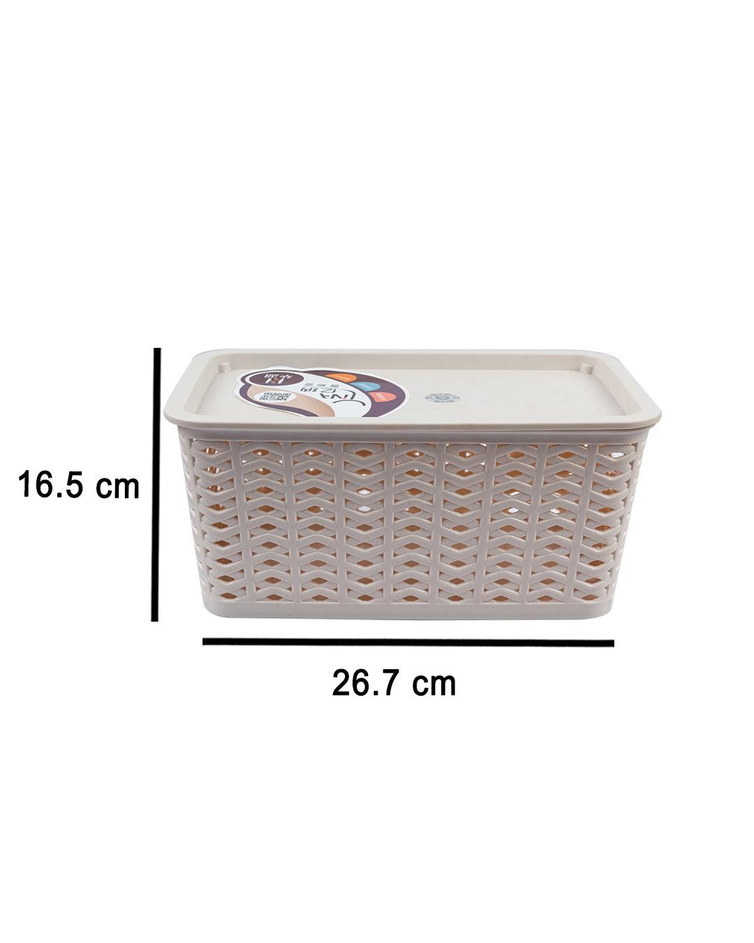 Storage Box with Lid, Beige, Plastic, Set of 2 - MARKET 99