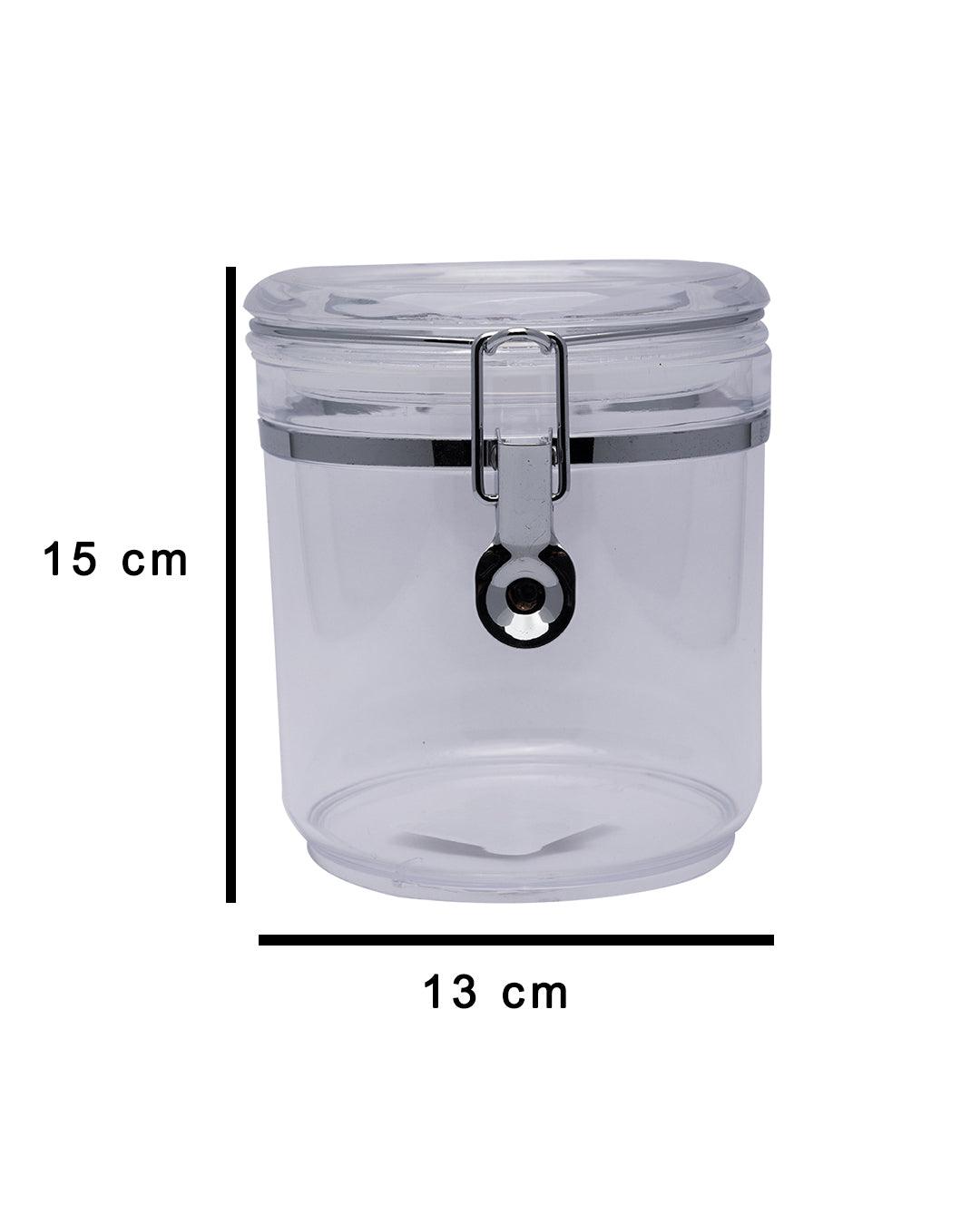 Storage Jar, for Kitchen & Home, Transparent, Plastic, 1.3 Litre - MARKET 99