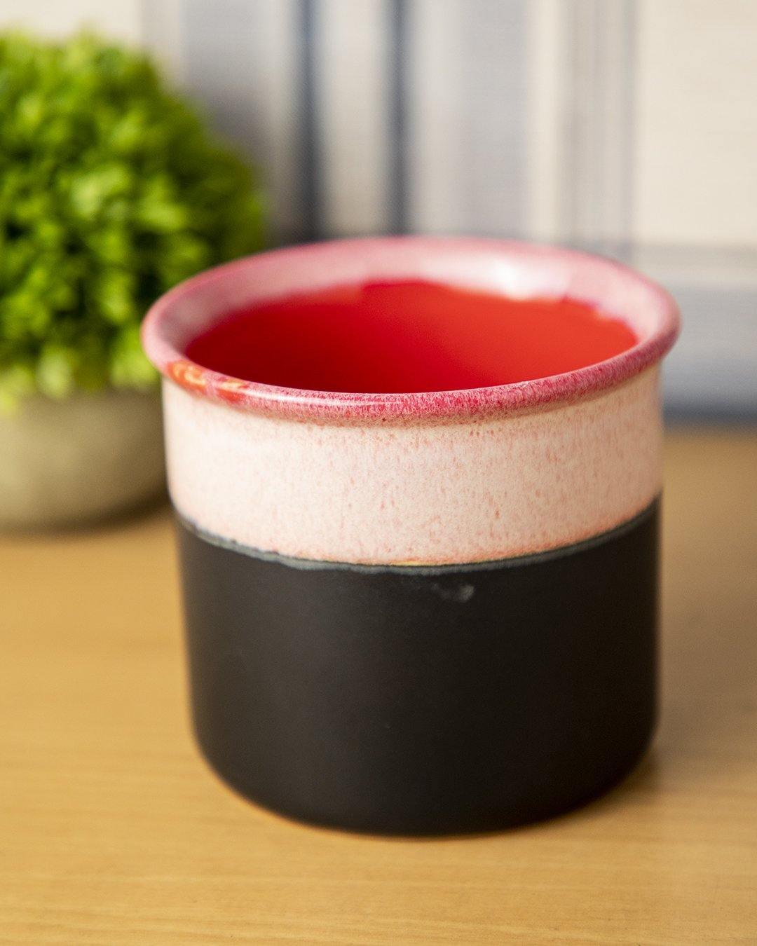 Studio Planter, Two Tone Design, Red & Black, Ceramic - MARKET 99