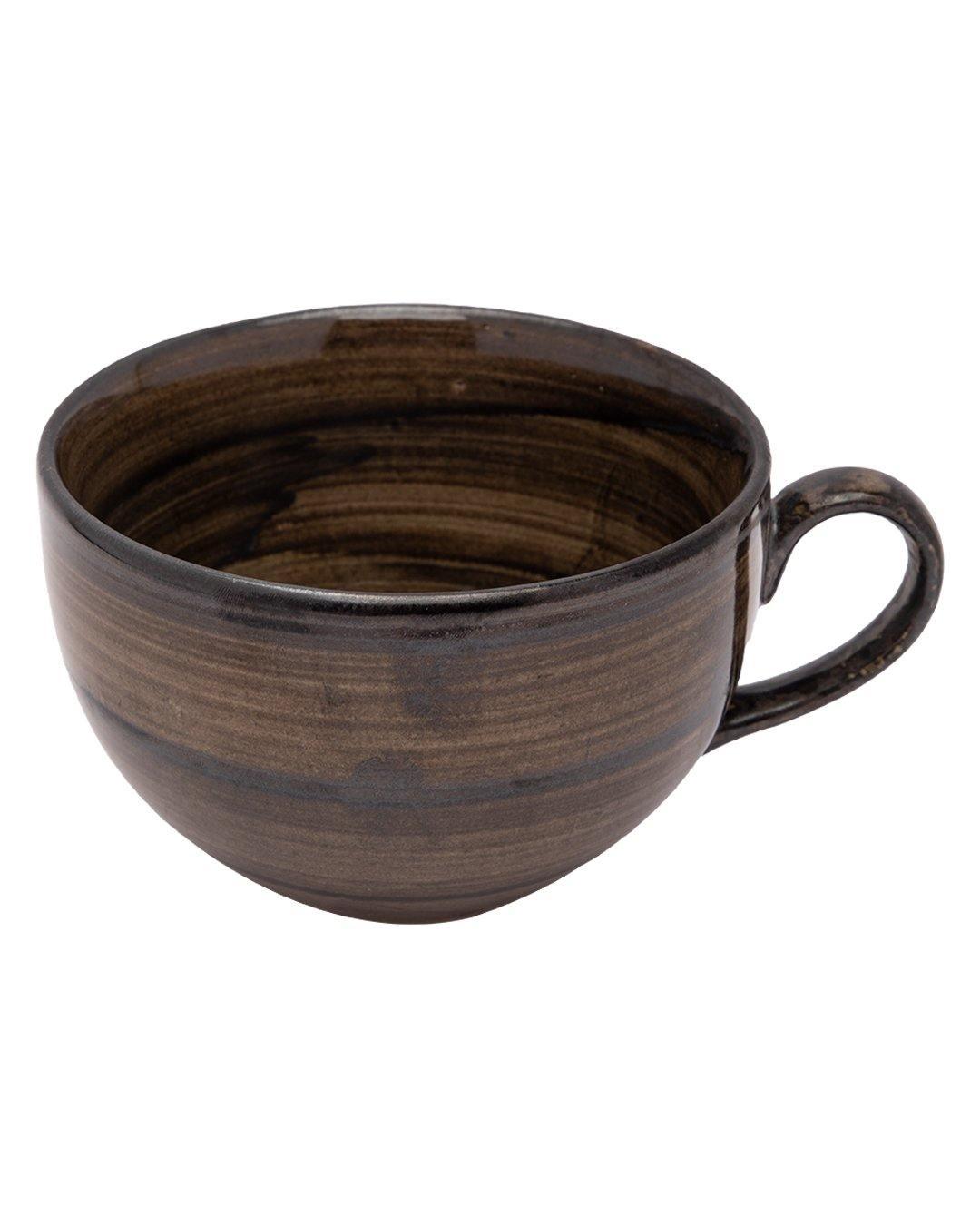 Studio Pottery Cappuccino Cup, Dark Brown, Ceramic, 380 mL - MARKET 99