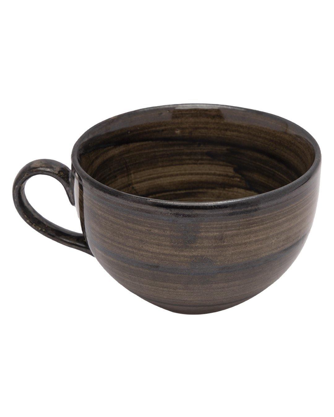 Studio Pottery Cappuccino Cup, Dark Brown, Ceramic, 380 mL - MARKET 99