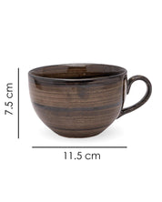 Studio Pottery Cappuccino Cup, Dark Brown, Ceramic, 380 mL - MARKET 99