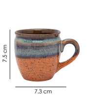 Studio Pottery Mug, Blue & Mustard, Ceramic, Set of 2, 200 mL - MARKET 99