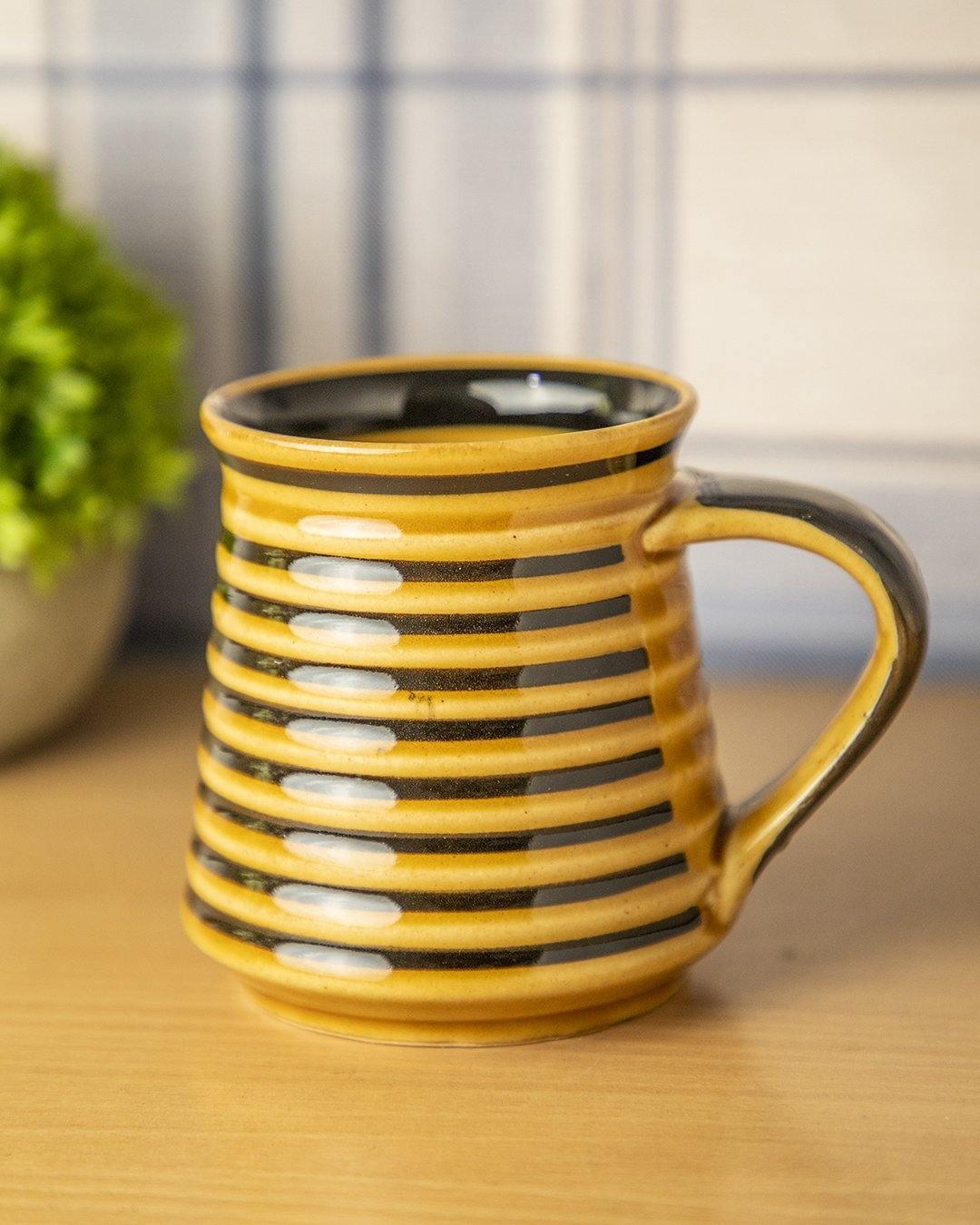 Studio Pottery Mug, Yellow & Black, Ceramic, 380 mL - MARKET 99