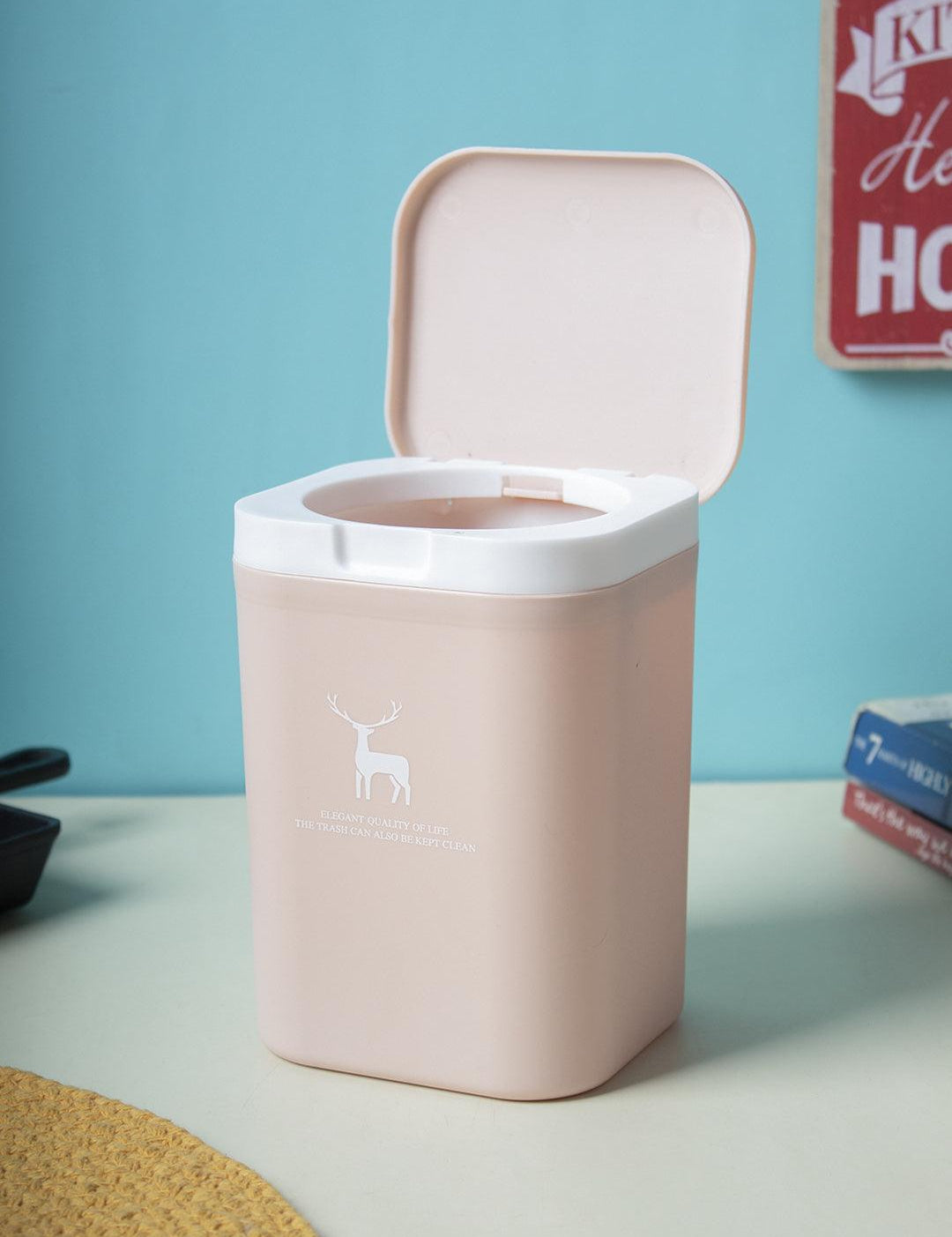 Stylish Babypink Dust Bin With Lid