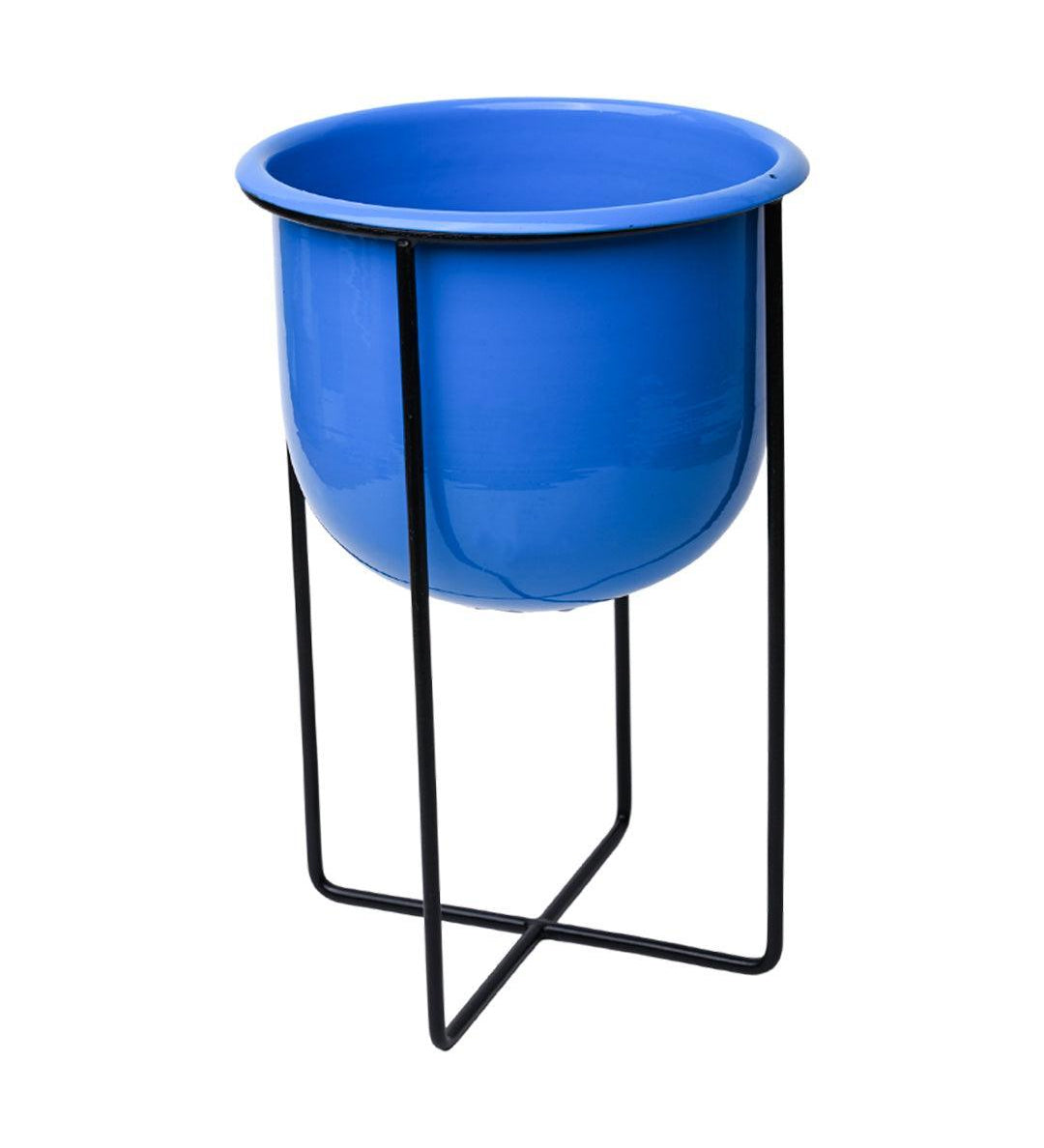 Stylish Blue Plant Pot With Stand - MARKET 99
