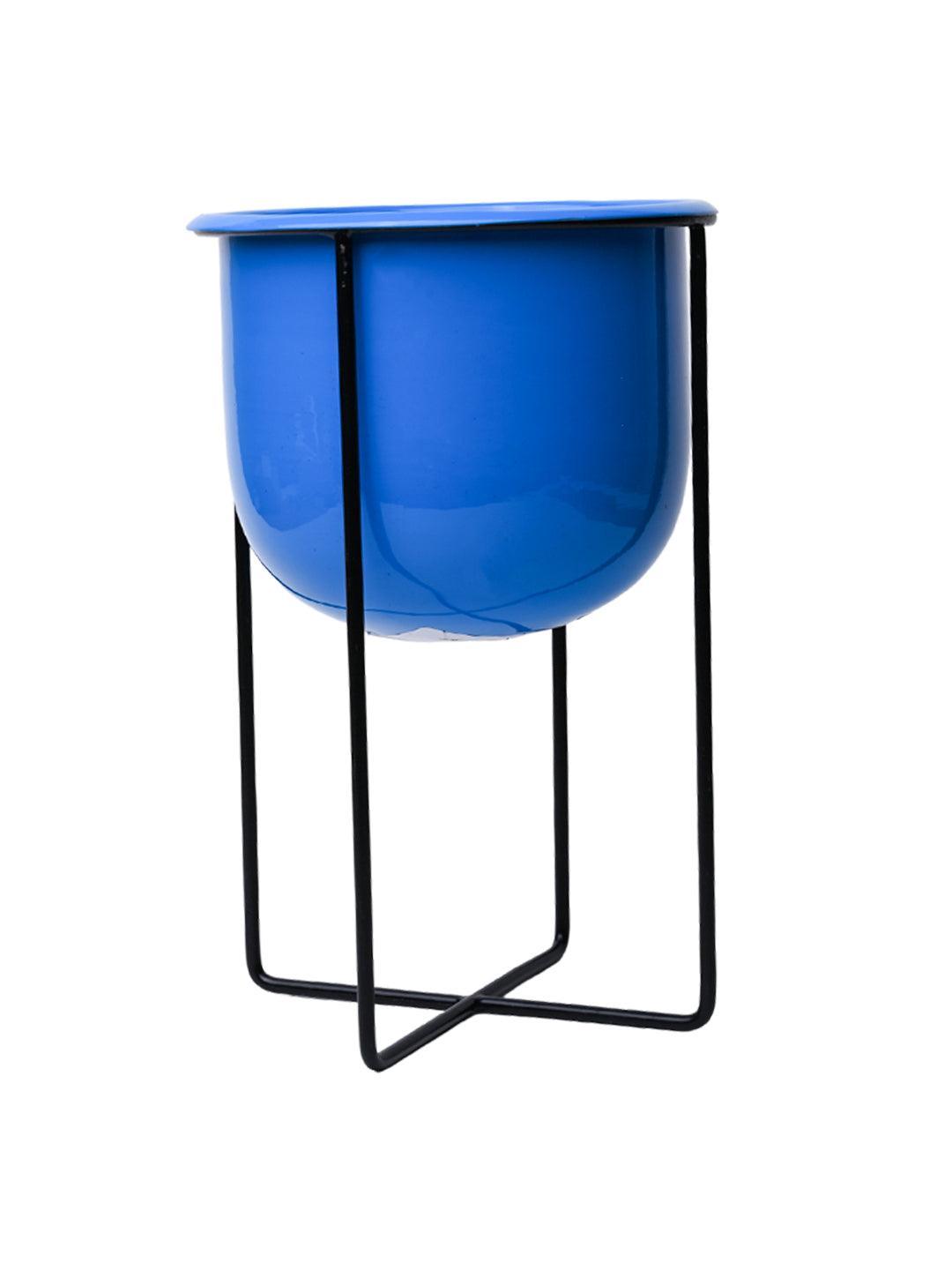 blue plant pot with stand VON CASA Blue Plant Pot With Stand