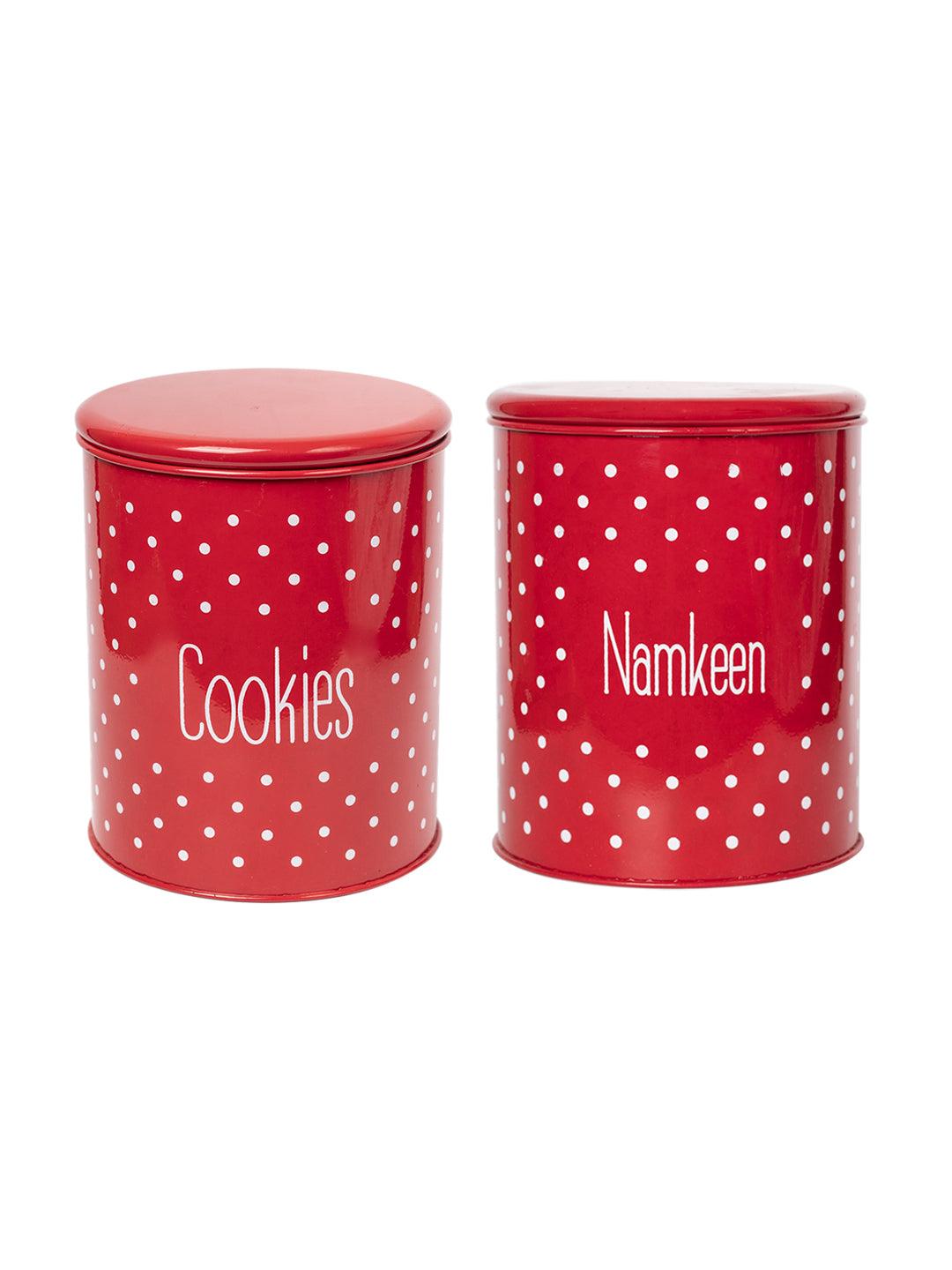 Stylish Red Cookie & Namkeen Jar (Each 1400 Ml) - MARKET 99