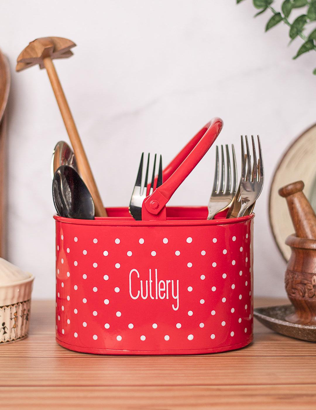 Red Cutlery Holder