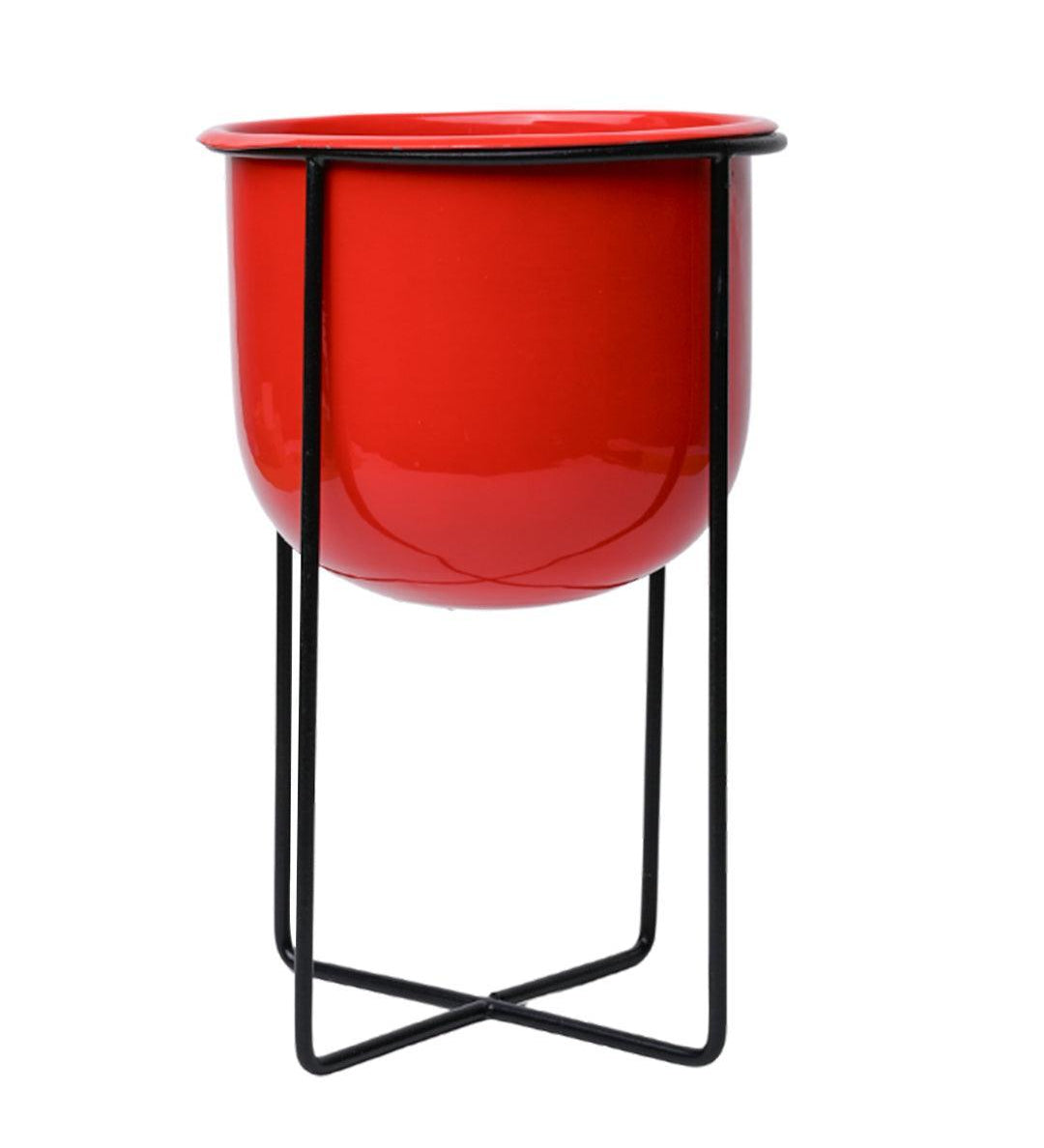 Stylish Red Plant Pot With Stand - MARKET 99