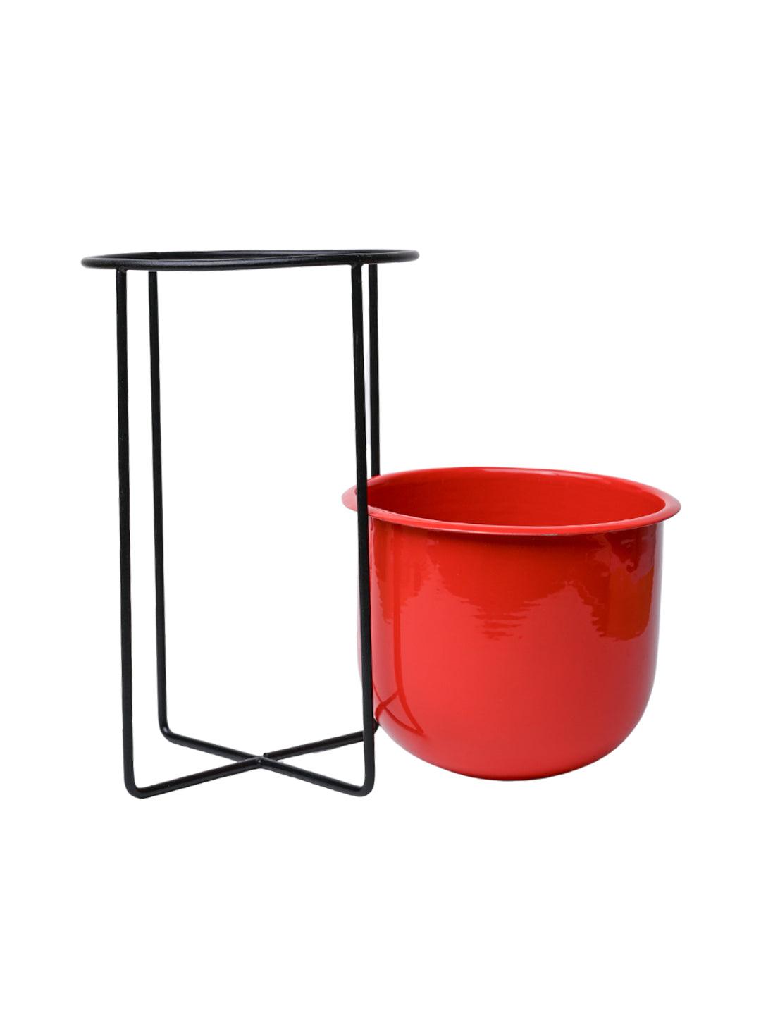 Stylish Red Plant Pot With Stand - MARKET 99