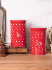 Stylish Red Tea & Sugar Jar (Each 1000 Ml) - MARKET 99