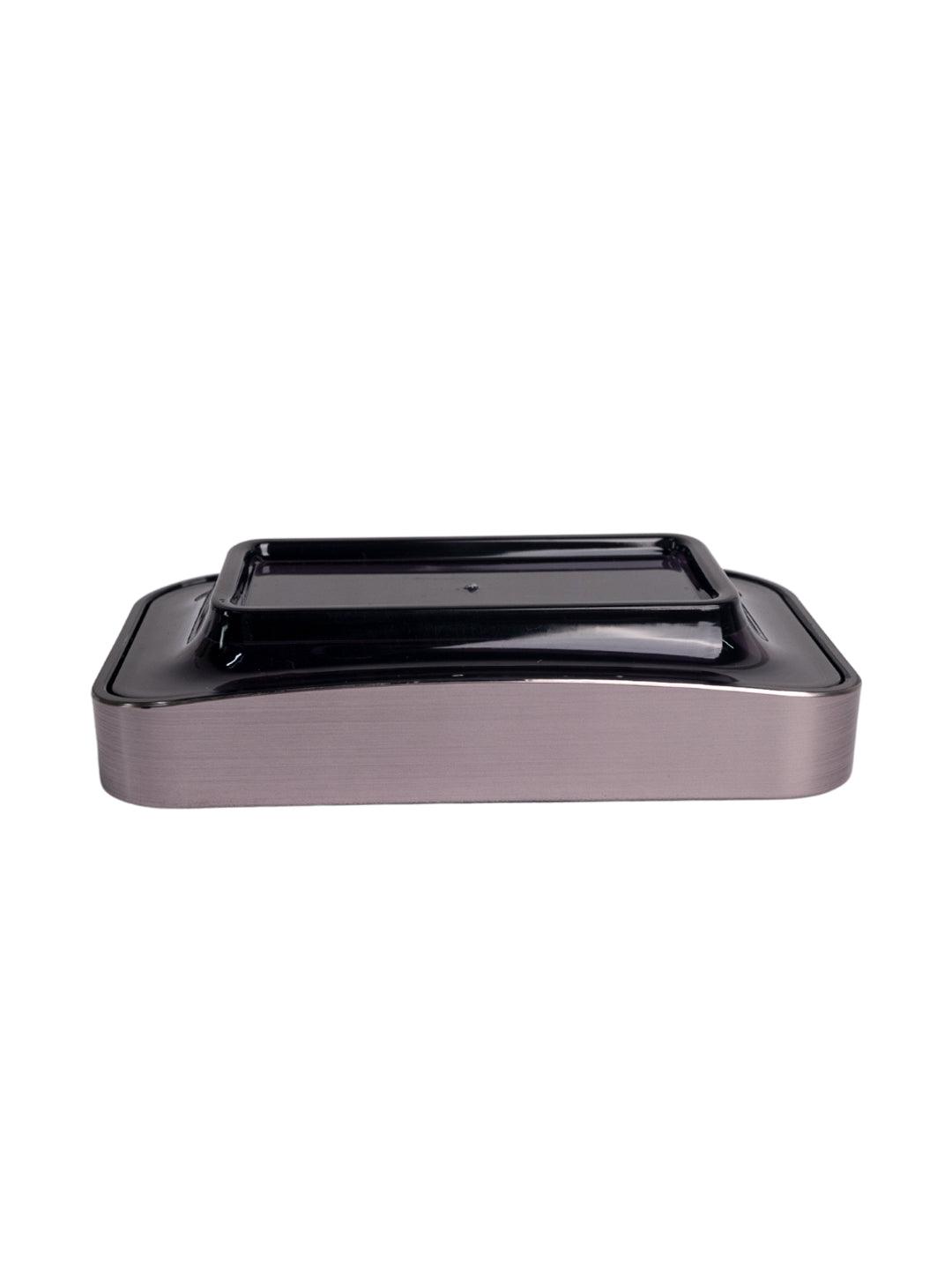 Stylish Soap Dish - Silver & Black - MARKET 99