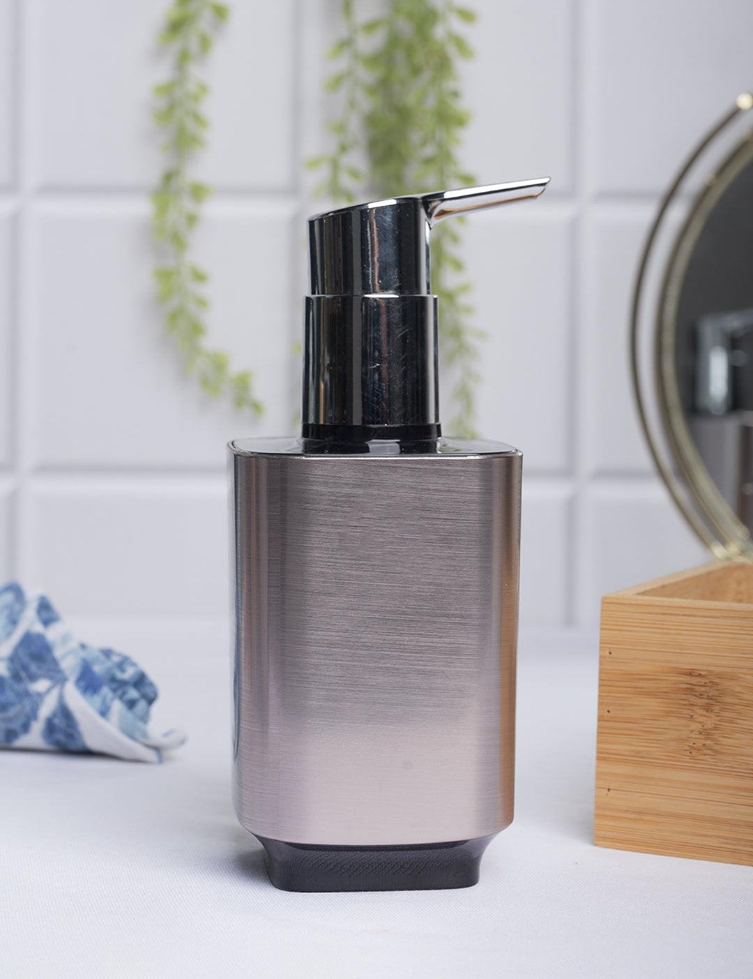 Stylish Soap Dispenser - 350Ml, Silver & Black - MARKET 99