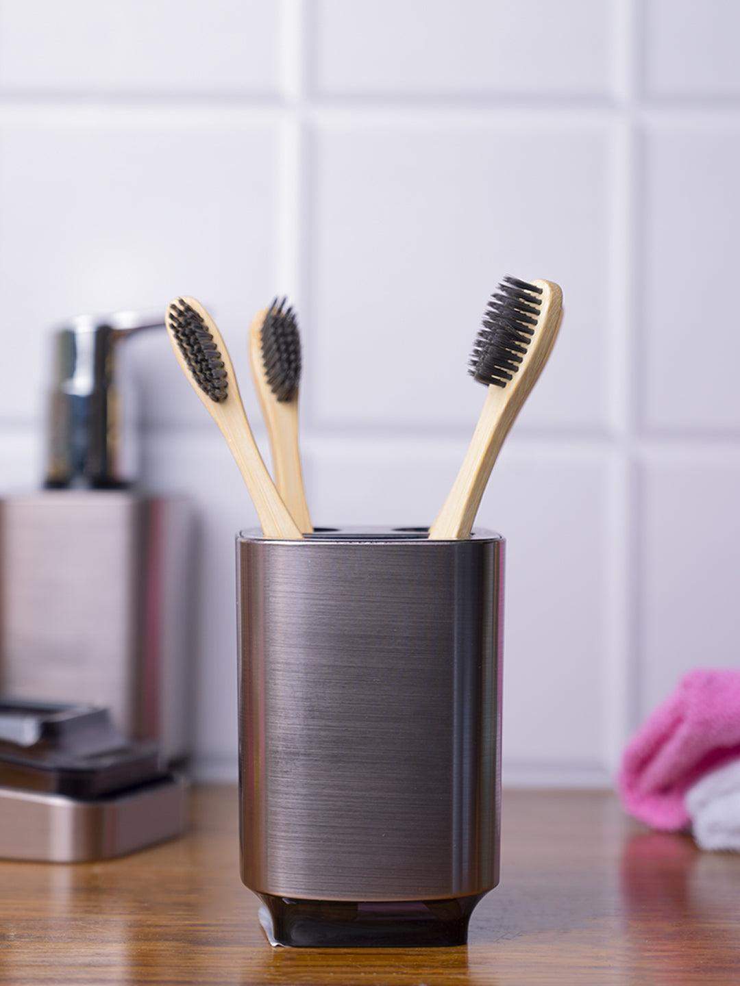 Stylish Tooth Brush Holder - Silver & Black - MARKET 99