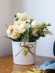 Stylish White Artificial Flower With Pot - 11 X 11 X 21Cm - MARKET 99