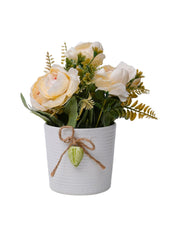 Stylish White Artificial Flower With Pot - 11 X 11 X 21Cm - MARKET 99