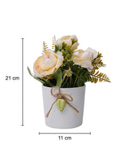 Stylish White Artificial Flower With Pot - 11 X 11 X 21Cm - MARKET 99