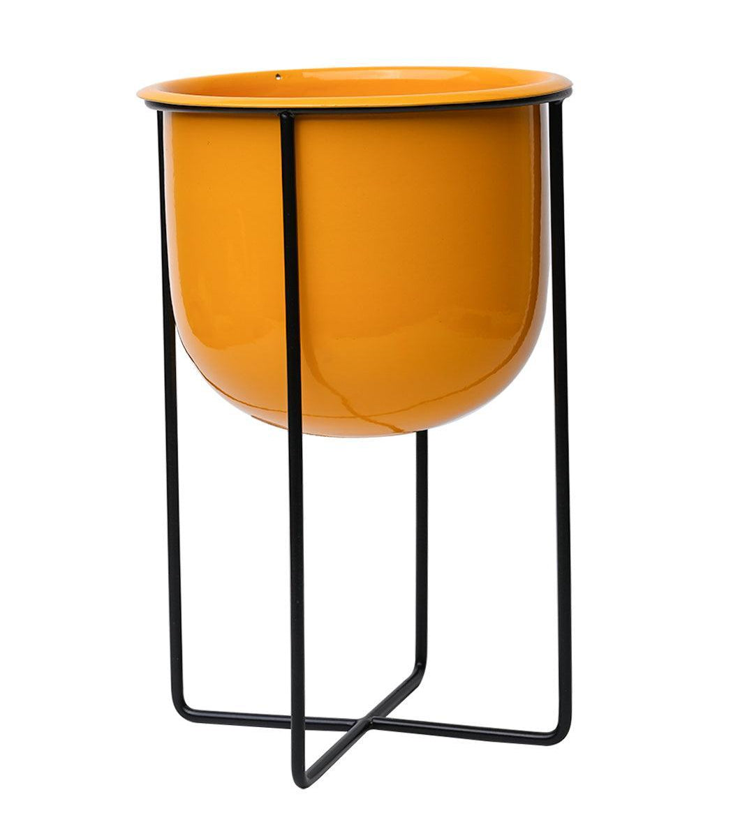 Stylish Yellow Plant Pot With Stand - MARKET 99