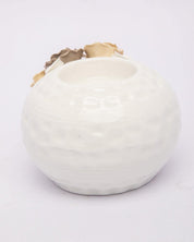 T-Light Holder, Flower Design, White, Ceramic - MARKET 99