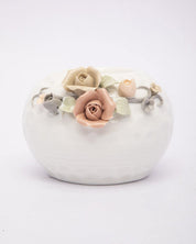 T-Light Holder, Flower Design, White, Ceramic - MARKET 99