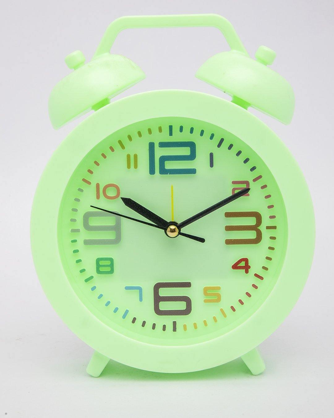 Table Clock, Alarm Clock, Analogue, Green, Plastic - MARKET 99