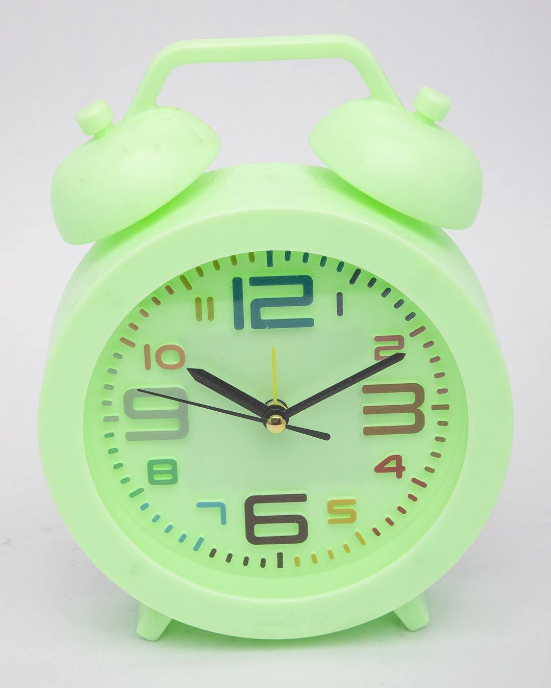 Table Clock, Alarm Clock, Analogue, Green, Plastic - MARKET 99