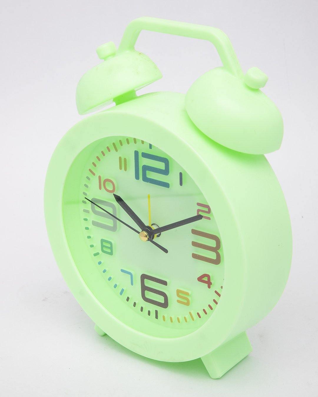 Table Clock, Alarm Clock, Analogue, Green, Plastic - MARKET 99