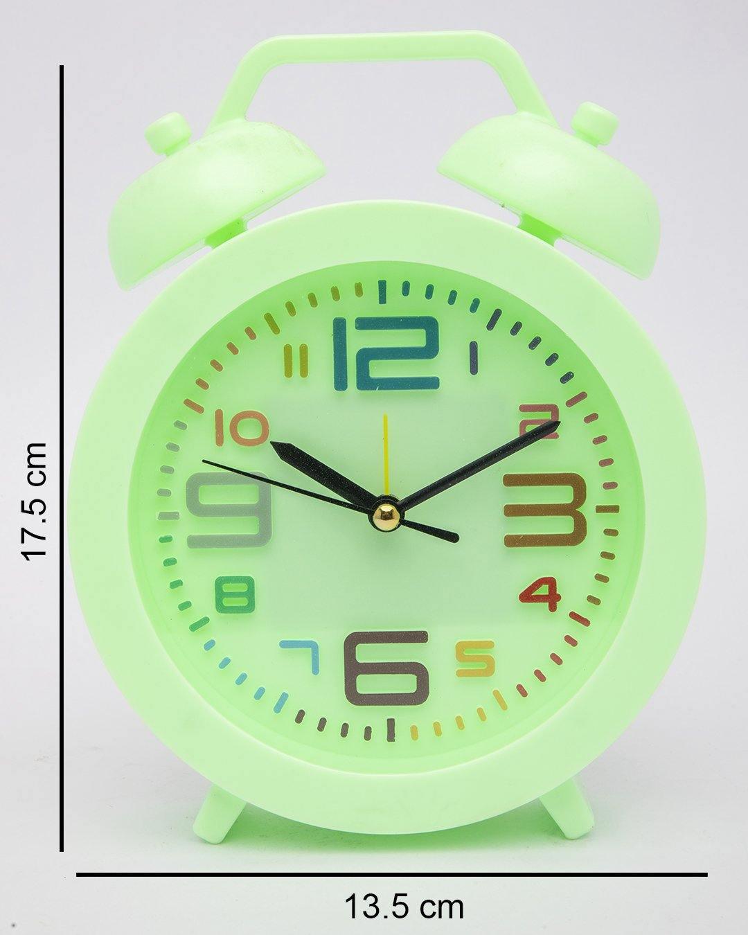 Table Clock, Alarm Clock, Analogue, Green, Plastic - MARKET 99