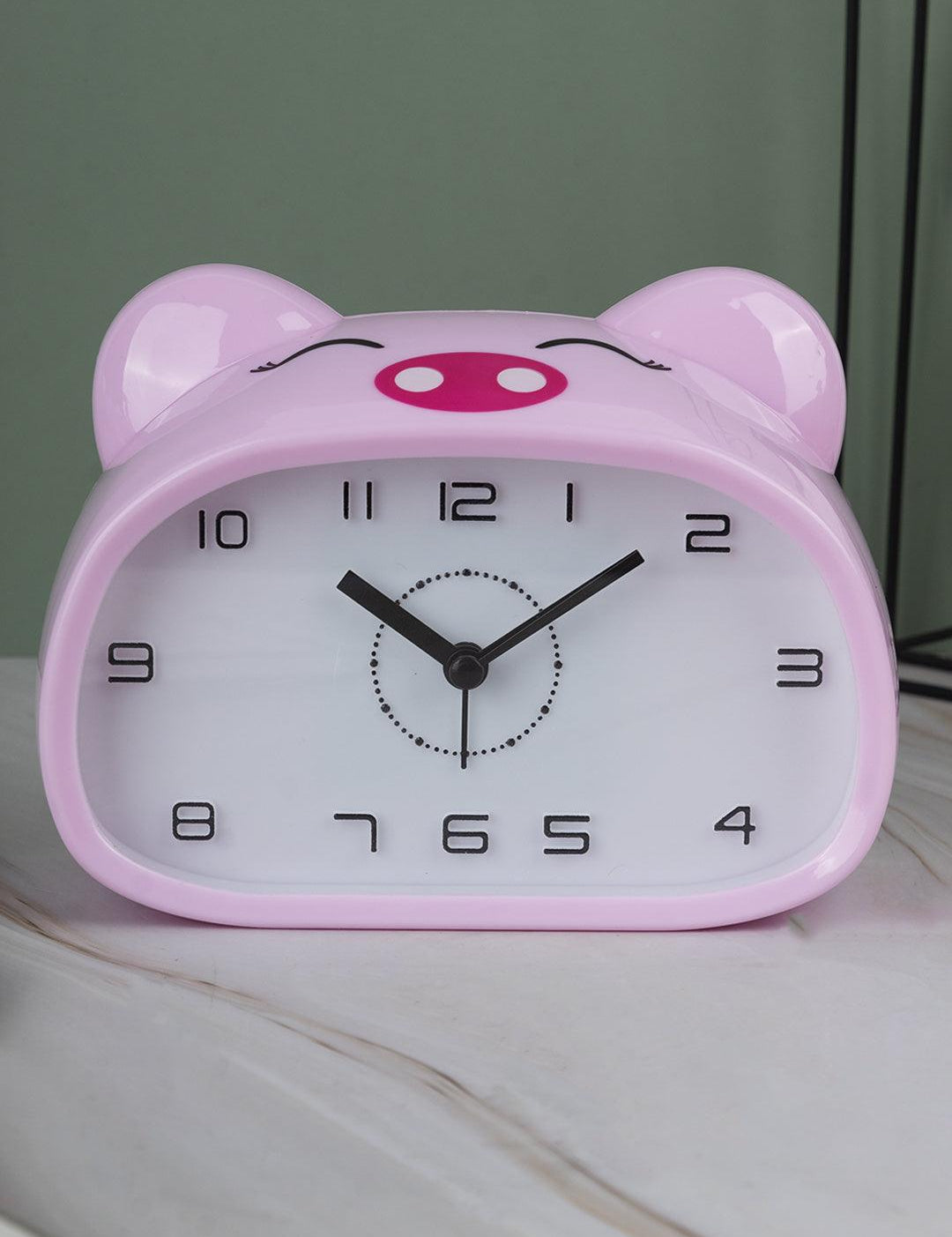 Table Clock, Alarm Clock, Analogue, Pink, Plastic - MARKET 99