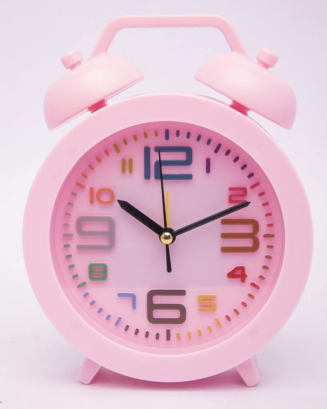 Table Clock, Alarm Clock, Analogue, Pink, Plastic - MARKET 99