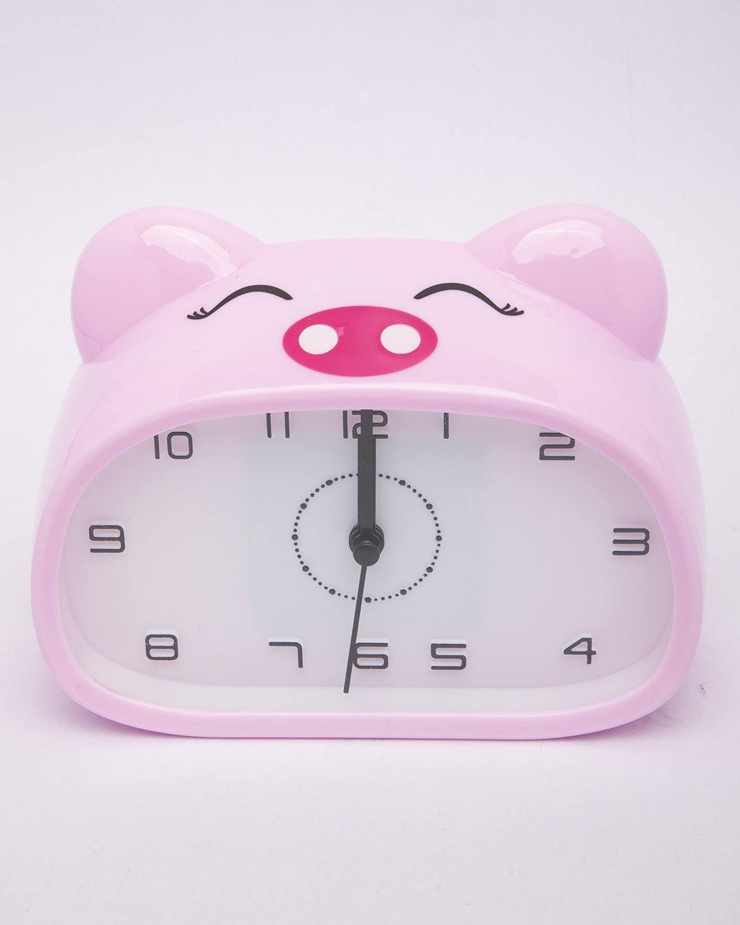 Table Clock, Alarm Clock, Analogue, Pink, Plastic - MARKET 99