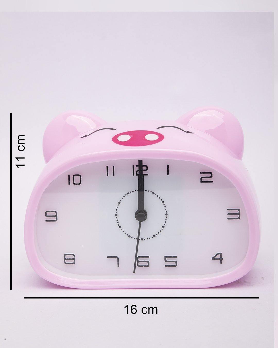 Table Clock, Alarm Clock, Analogue, Pink, Plastic - MARKET 99